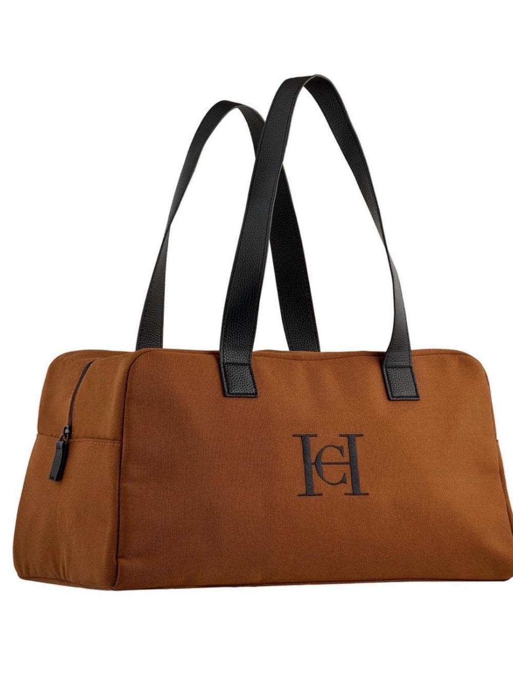 Carolina Herrera Brown Duffel Bag with Black Straps size 18x10